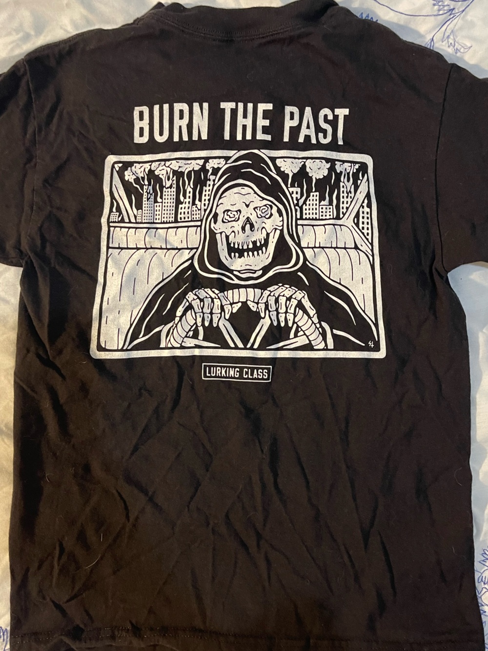Lurking Class by Sketchy Tank Burn The Past Grim Reaper Graphic Tee Shirt NWOT S